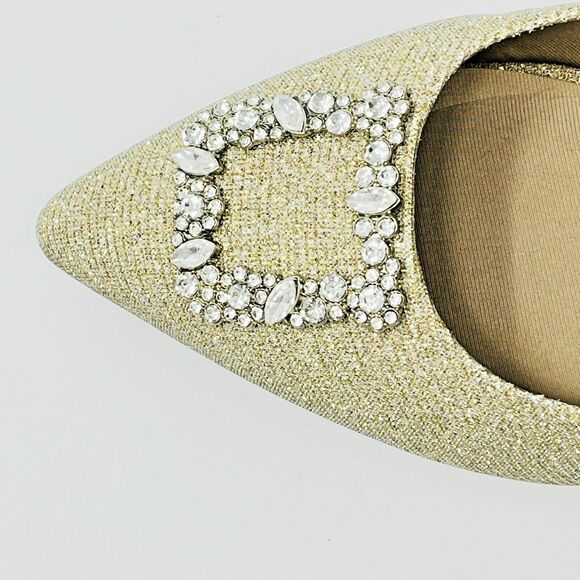 ANNE KLEIN Gold Glitter Metallic Pointed Toe Block Heels Pumps sz 10 NWOB - Picture 12 of 12